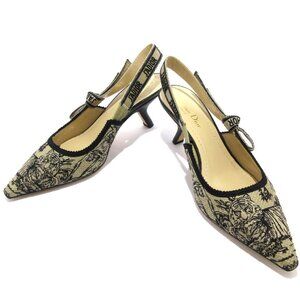 NWT Christian Dior J'ADIOR Slingback Pumps heels beige black Toile De Joey38US7.